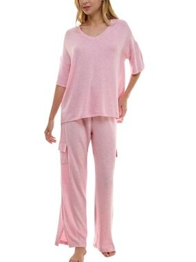 Roudelain Pajama Set L Pink Lounge Sleepwear Soft NWT